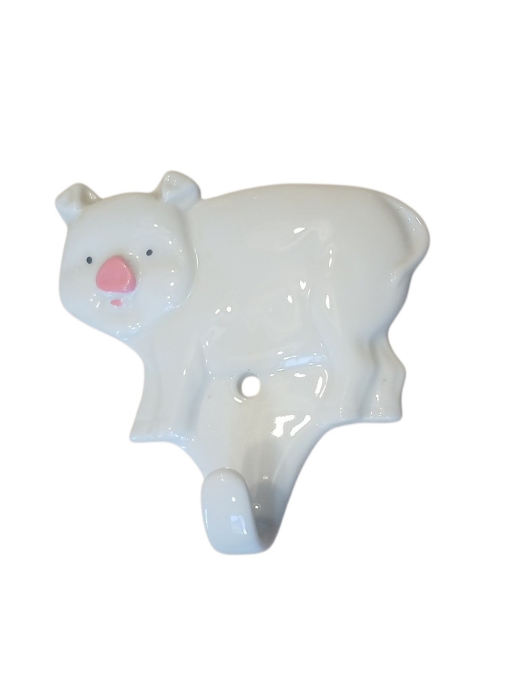 ⏰️Cute White Ceramic Pig Wall Hook with Pink Nose